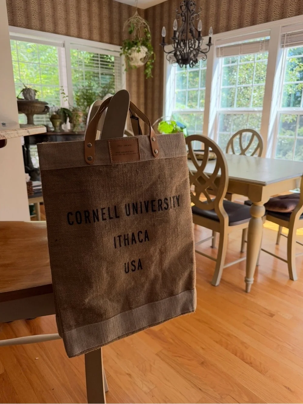 Apolis Global Citizen “Cornell University”  Burlap Tote with Leather Handles